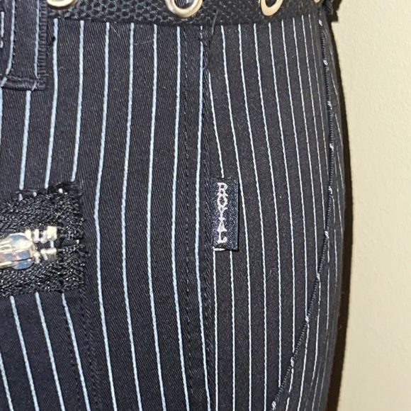 Classic Royal Bones black and white unisex pinstripe pants with zippers - Picture 8 of 9